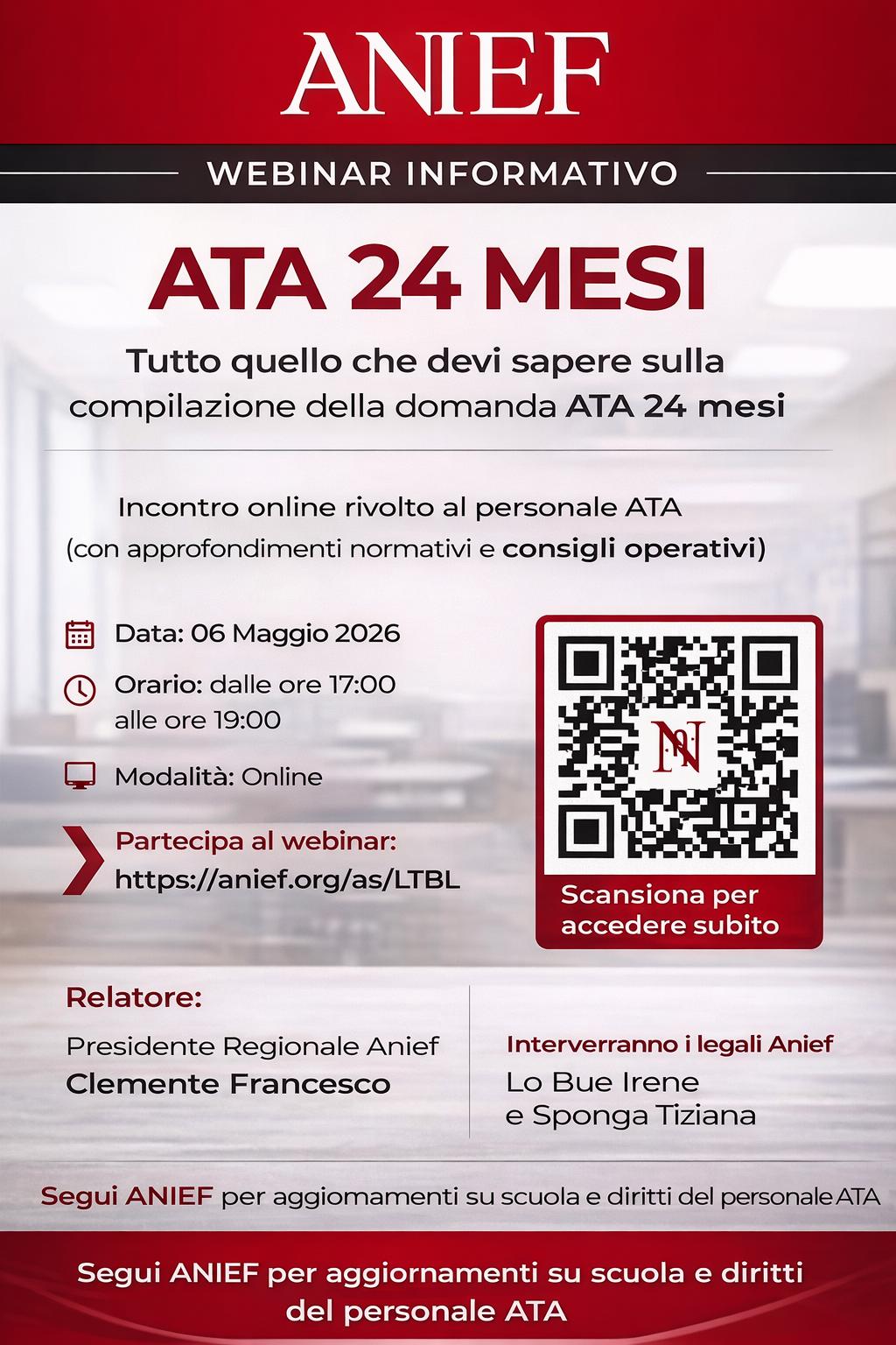 Istituto di Istruzione Superiore Lazzaro Spallanzani | COMUNICATO SINDACALE A TUTTO IL PERSONALE ATA: APERTURA ATA 24 MESI, PRENOTA LA CONSULENZA CON ANIEF - allegato 1