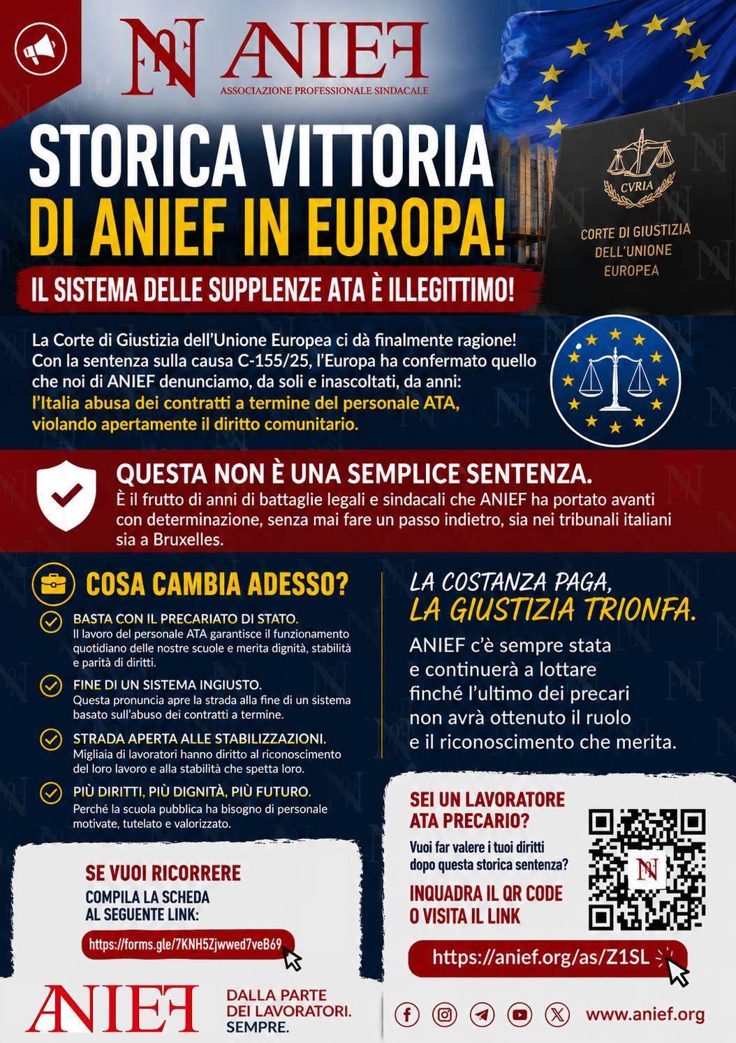 Istituto di Istruzione Superiore Lazzaro Spallanzani | WEBINAR ABUSO CONTRATTI A TERMINE ALLA LUCE DELLA SENTENZA CGUE C‑155/25 - ANIEF